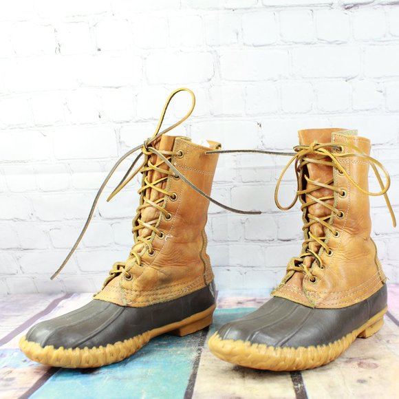 Vintage LL Bean 10" Unlined Brown Maine Hunting Shoe Duck Boots Size 7 N - Picture 2 of 9